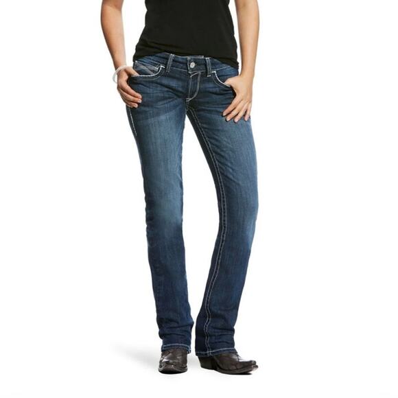 Ariat R.E.A.L. Mid Rise Ivy Stackable Straight Leg Jean Dresden Size 27 Stretch - Picture 1 of 15